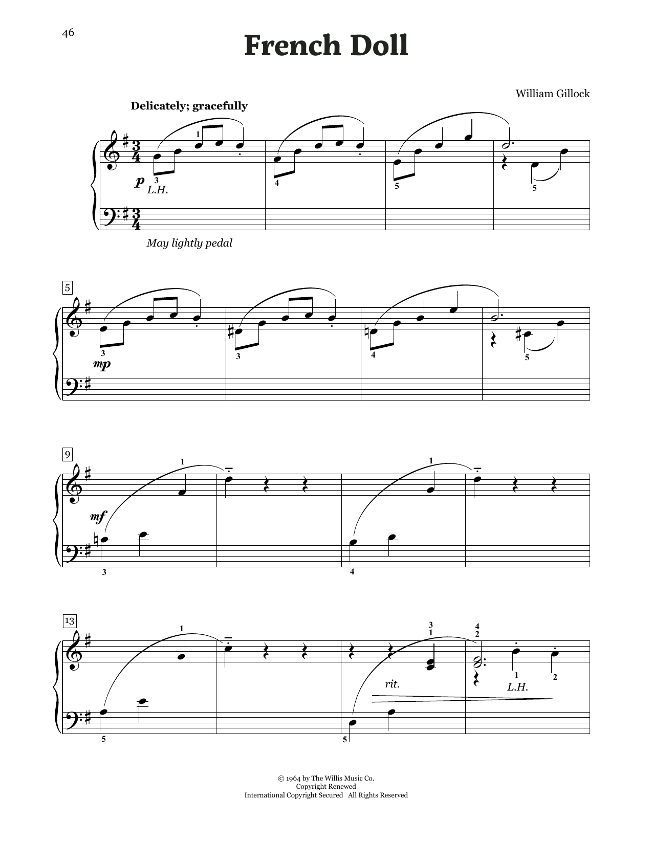 William Gillock French Doll Sheet Music Notes & Chords for Educational Piano - Download or Print PDF