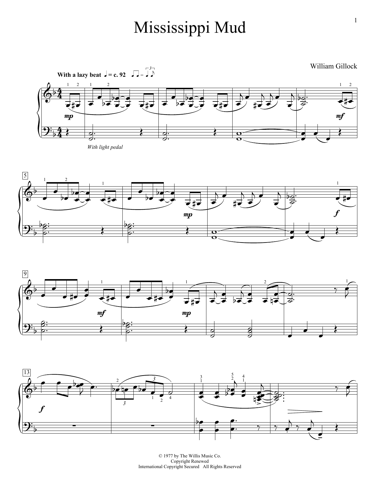 William Gillock Mississippi Mud Sheet Music Notes & Chords for Educational Piano - Download or Print PDF