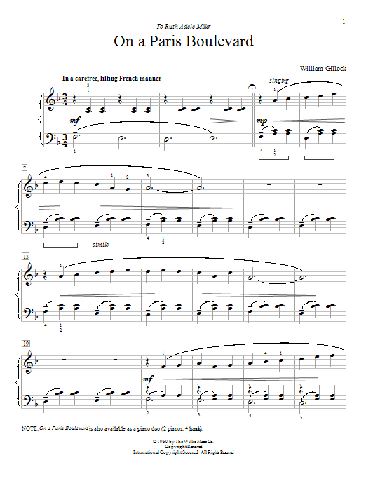 William Gillock On A Paris Boulevard Sheet Music Notes & Chords for Educational Piano - Download or Print PDF