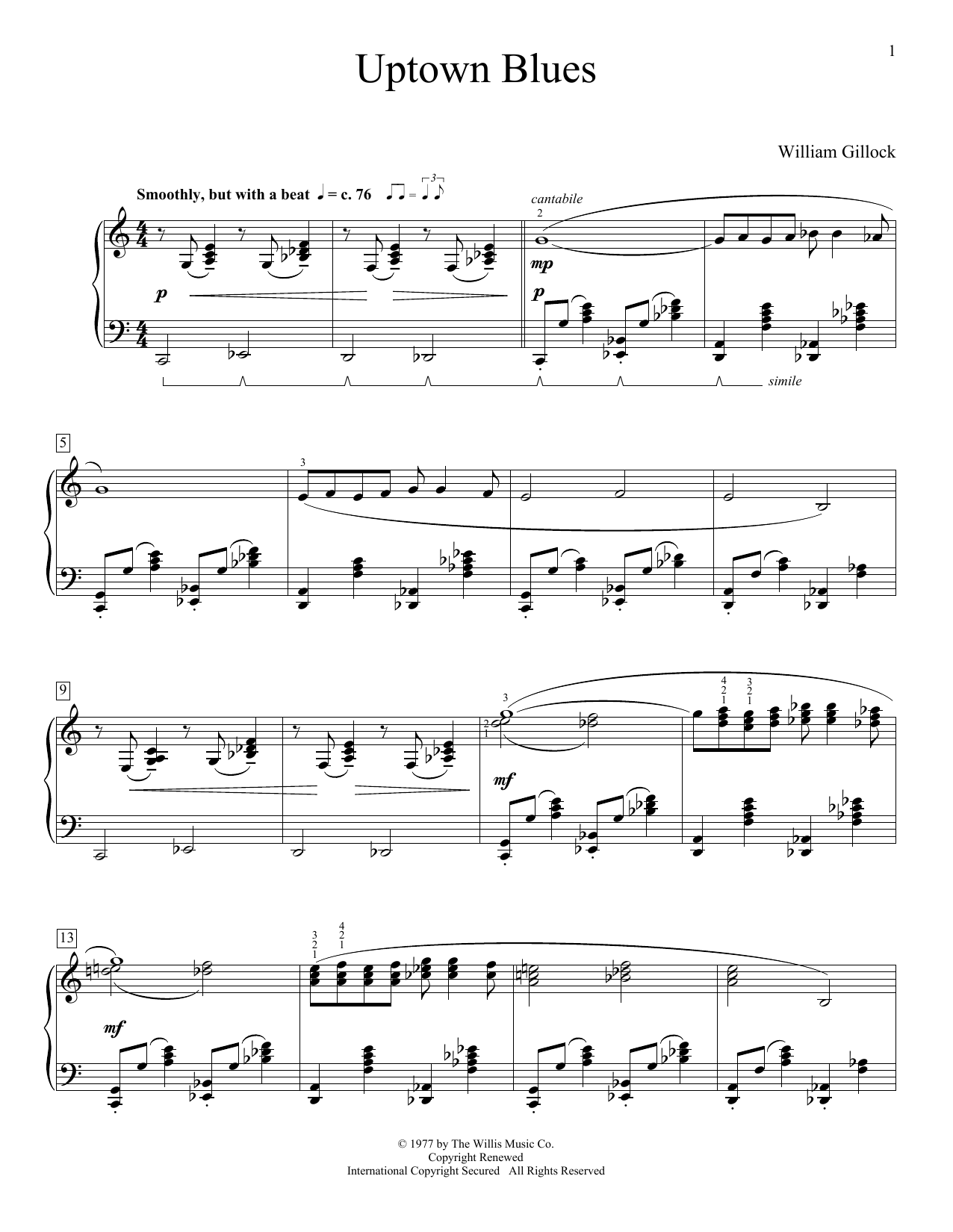 William Gillock Uptown Blues Sheet Music Notes & Chords for Educational Piano - Download or Print PDF