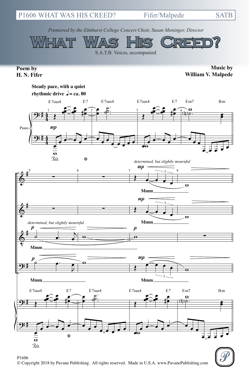 William Malpede What Was His Creed Sheet Music Notes & Chords for SATB Choir - Download or Print PDF