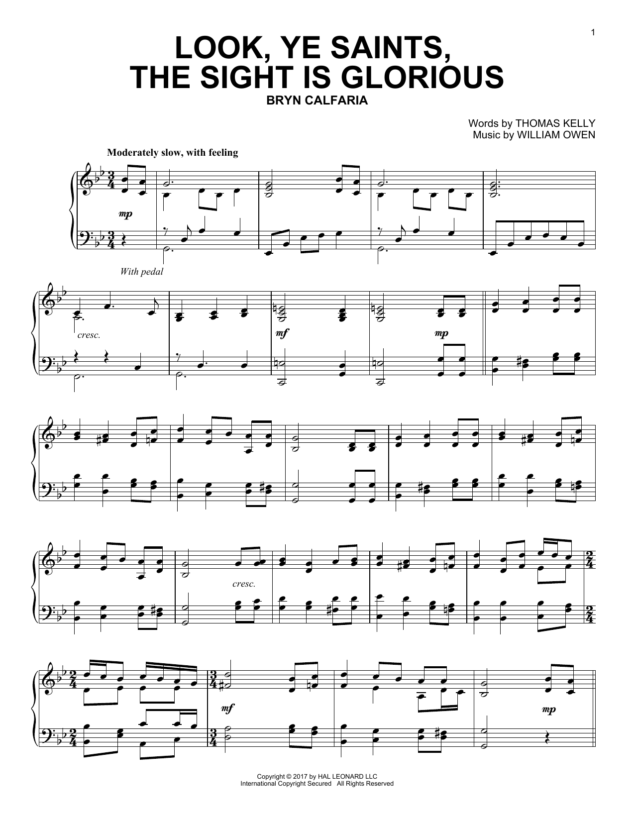 William Owen Look, Ye Saints, The Sight Is Glorious Sheet Music Notes & Chords for Piano - Download or Print PDF