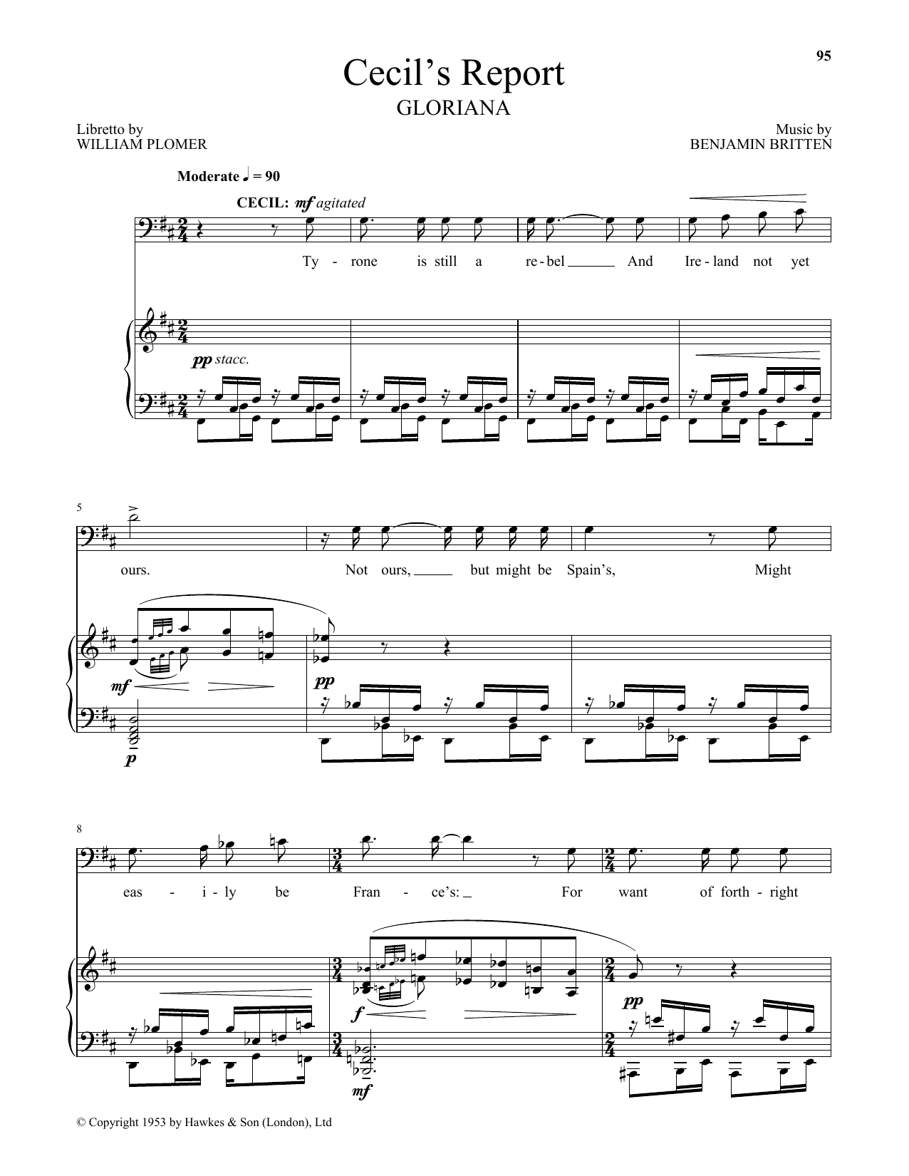 William Plomer Cecil's Report Sheet Music Notes & Chords for Piano & Vocal - Download or Print PDF
