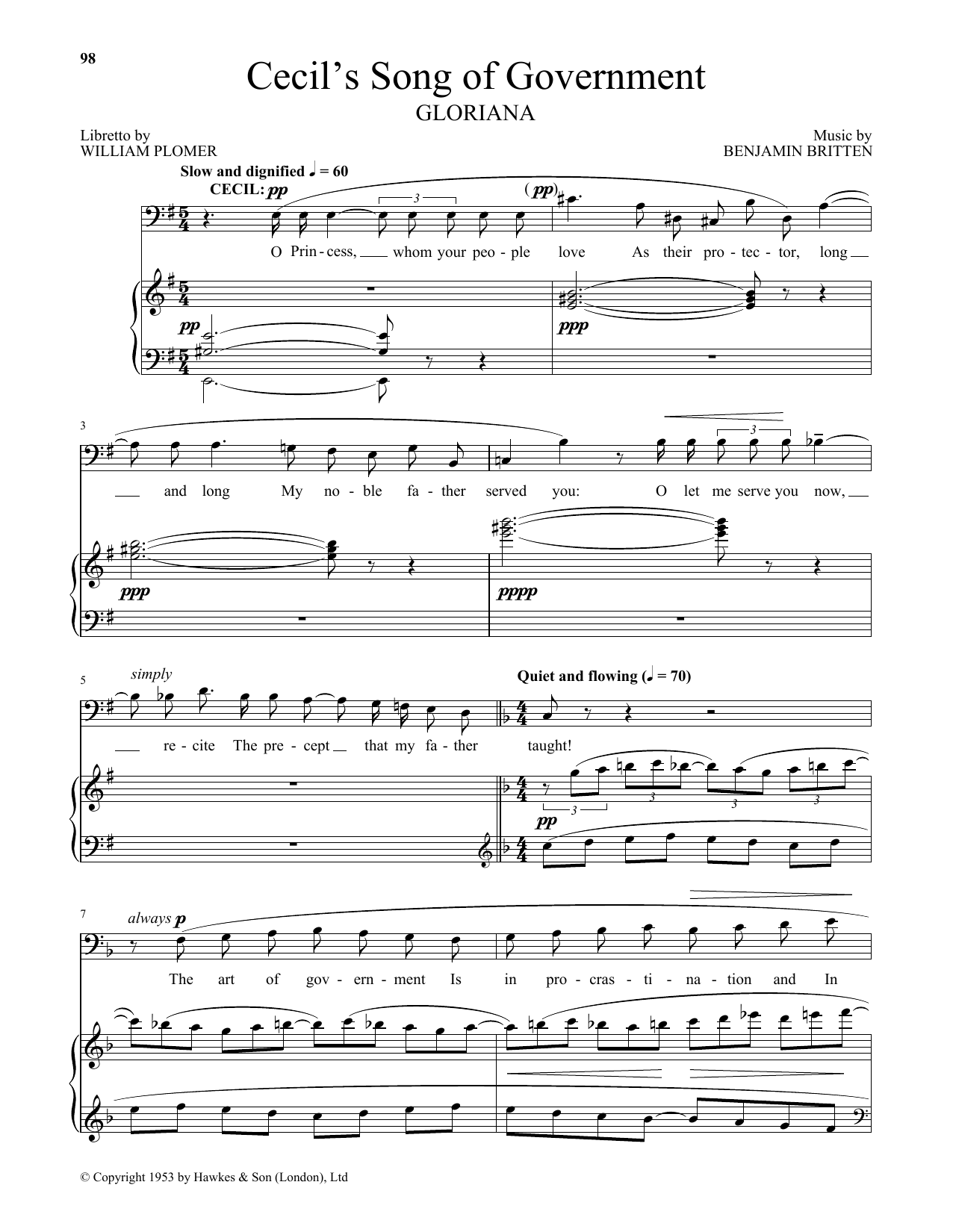William Plomer Cecil's Song Of Government Sheet Music Notes & Chords for Piano & Vocal - Download or Print PDF