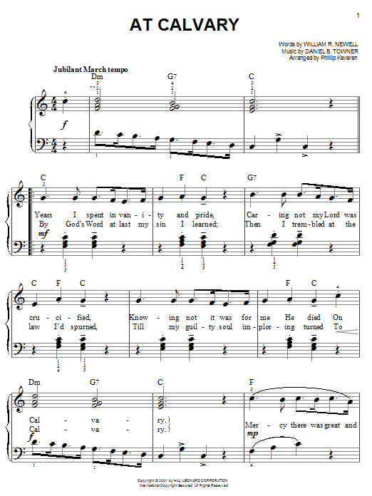 William R. Newell At Calvary Sheet Music Notes & Chords for Easy Piano - Download or Print PDF