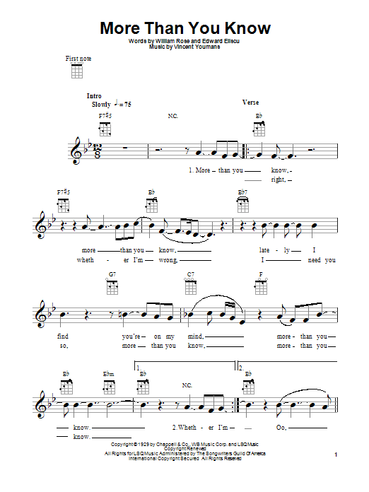 William Rose More Than You Know Sheet Music Notes & Chords for Ukulele - Download or Print PDF