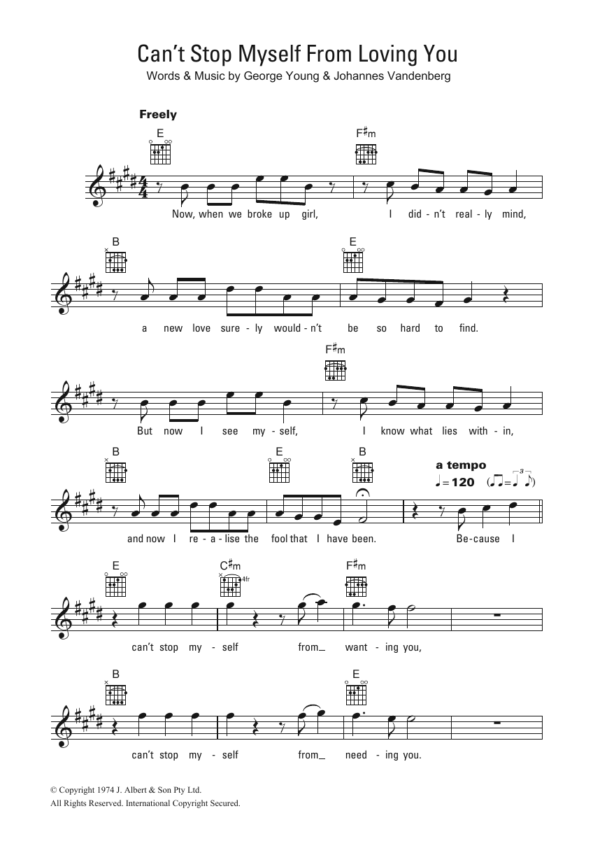 William Shakespeare Can't Stop Myself From Loving You Sheet Music Notes & Chords for Melody Line, Lyrics & Chords - Download or Print PDF