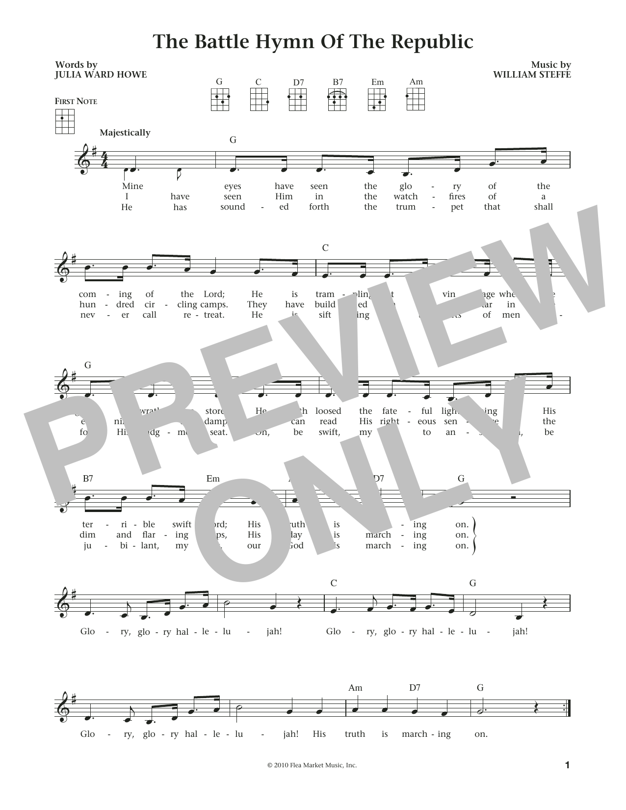 William Steffe Battle Hymn Of The Republic (from The Daily Ukulele) (arr. Liz and Jim Beloff) Sheet Music Notes & Chords for Ukulele - Download or Print PDF