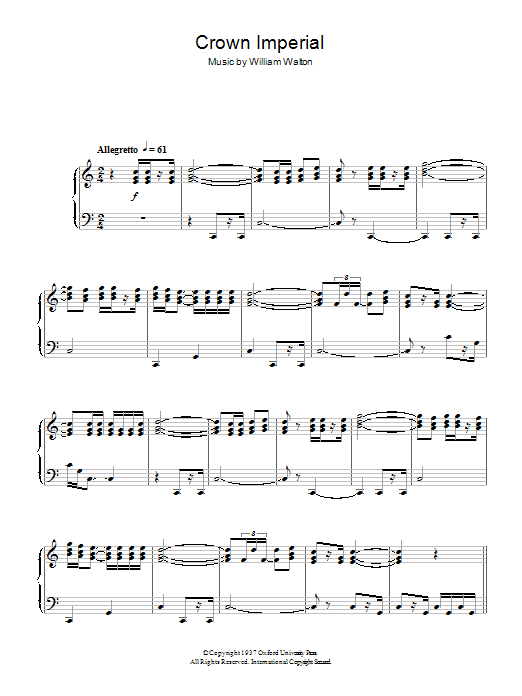 William Walton Crown Imperial Sheet Music Notes & Chords for Piano Solo - Download or Print PDF