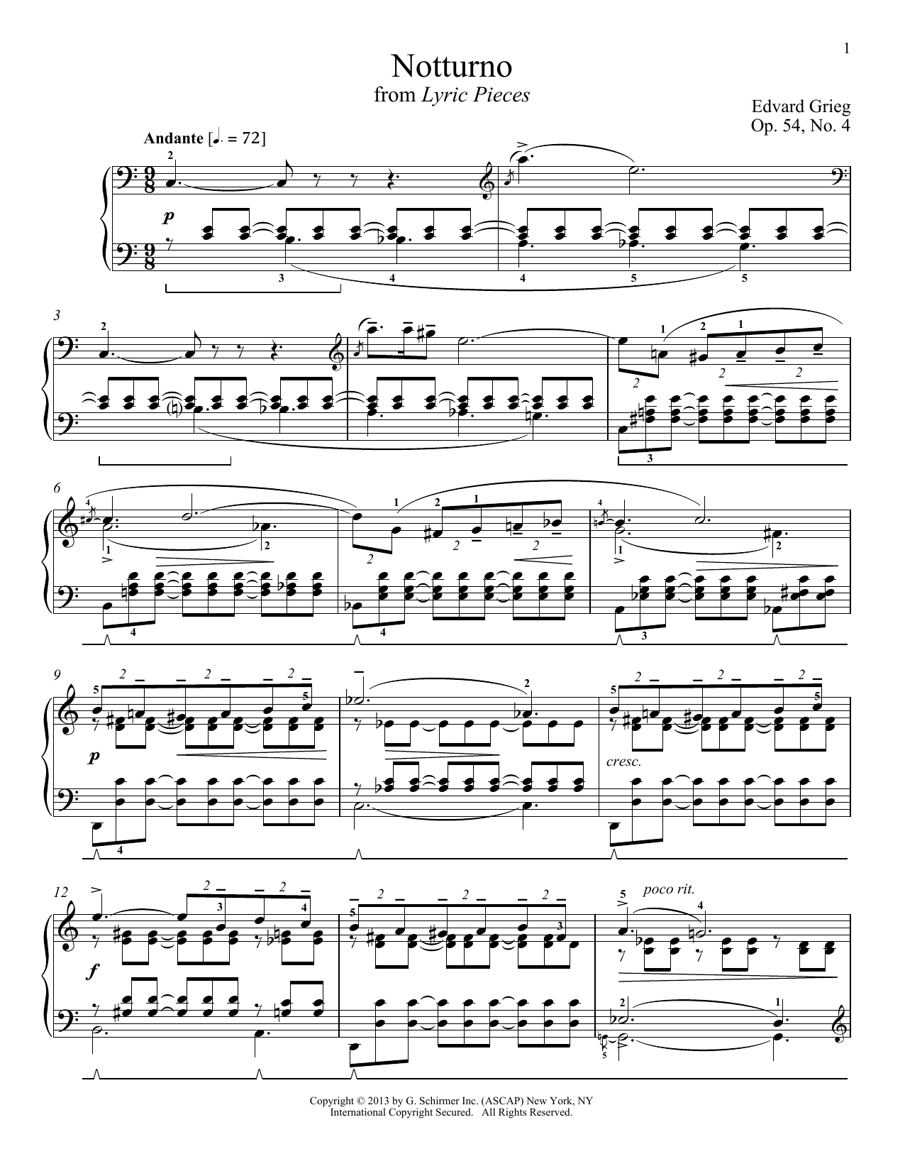William Westney Notturno, Op. 54, No. 4 Sheet Music Notes & Chords for Piano - Download or Print PDF