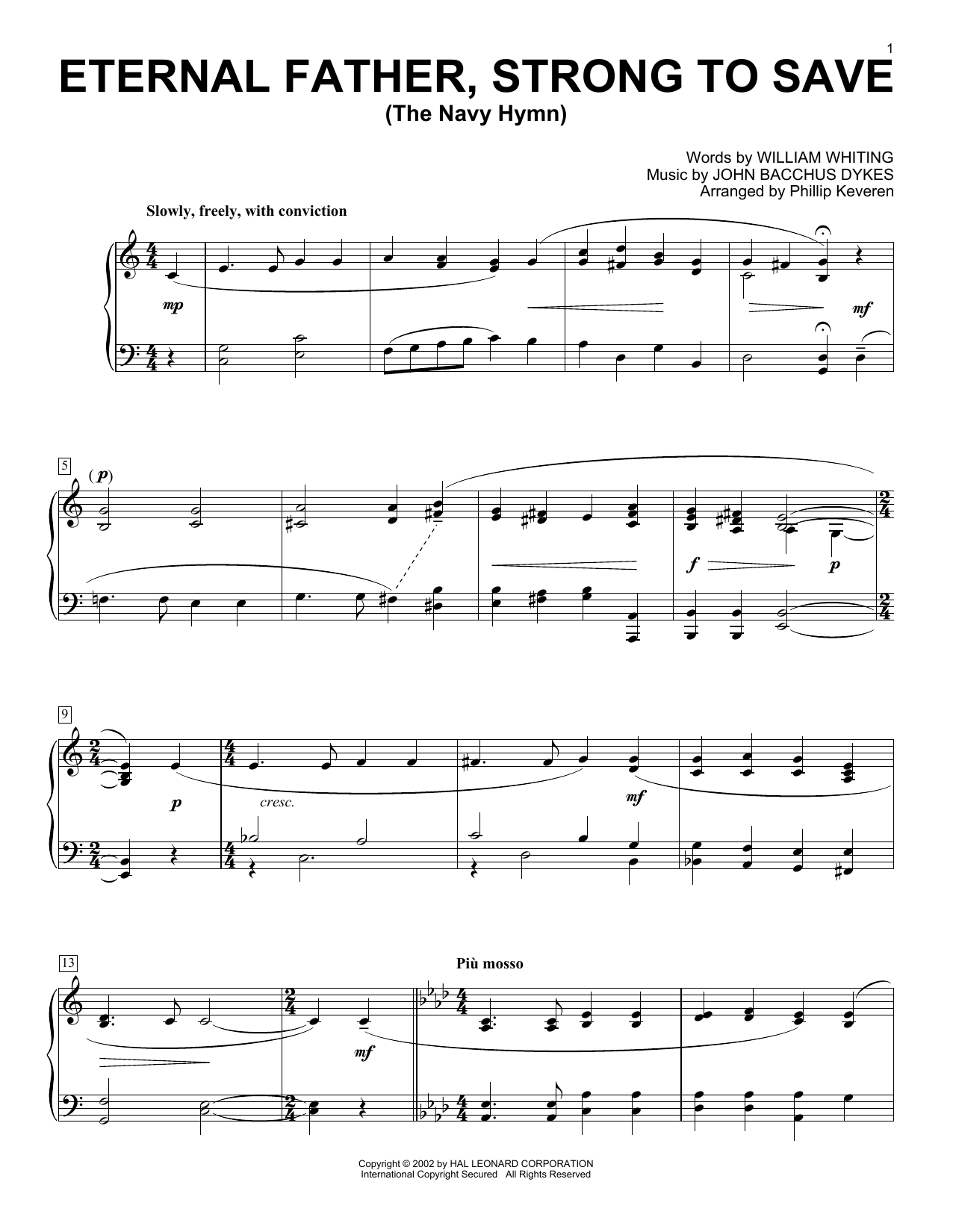 William Whiting Eternal Father, Strong To Save Sheet Music Notes & Chords for Piano - Download or Print PDF