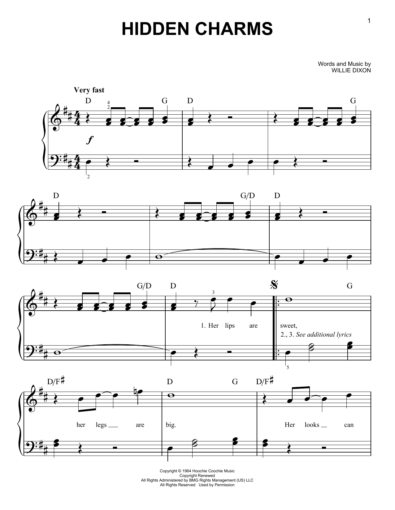 Willie Dixon Hidden Charms Sheet Music Notes & Chords for Very Easy Piano - Download or Print PDF