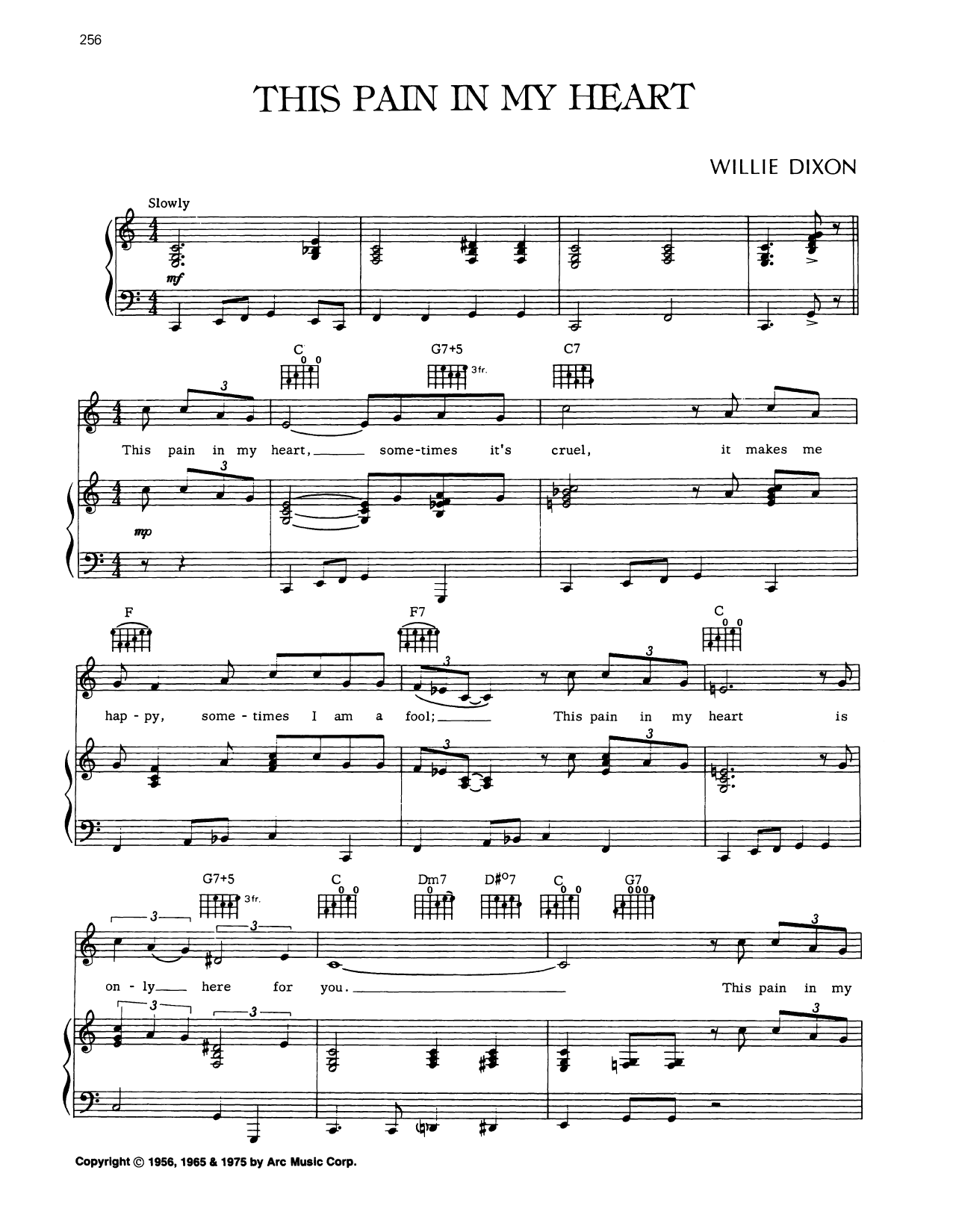 Willie Dixon This Pain In My Heart Sheet Music Notes & Chords for Piano, Vocal & Guitar Chords (Right-Hand Melody) - Download or Print PDF