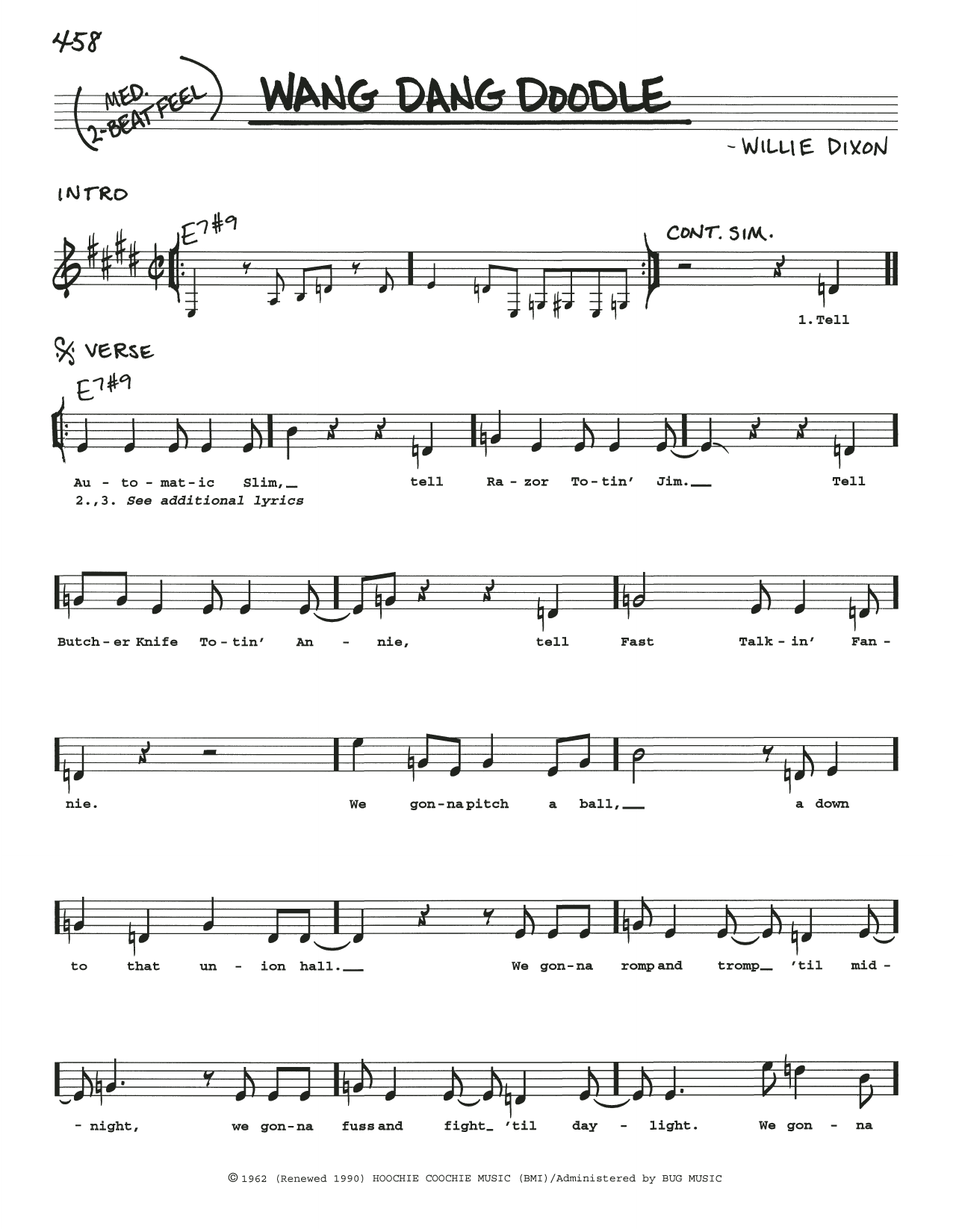 Willie Dixon Wang Dang Doodle Sheet Music Notes & Chords for Real Book – Melody, Lyrics & Chords - Download or Print PDF