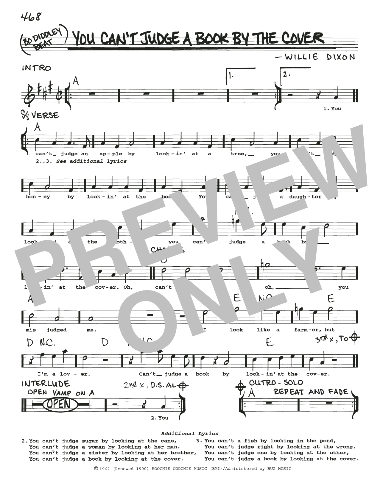 Willie Dixon You Can't Judge A Book By The Cover Sheet Music Notes & Chords for Real Book – Melody, Lyrics & Chords - Download or Print PDF