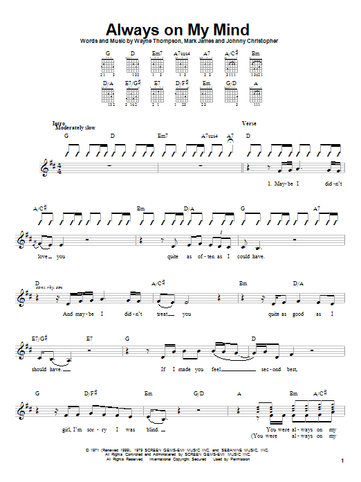 Willie Nelson Always On My Mind Sheet Music Notes & Chords for Trumpet Solo - Download or Print PDF