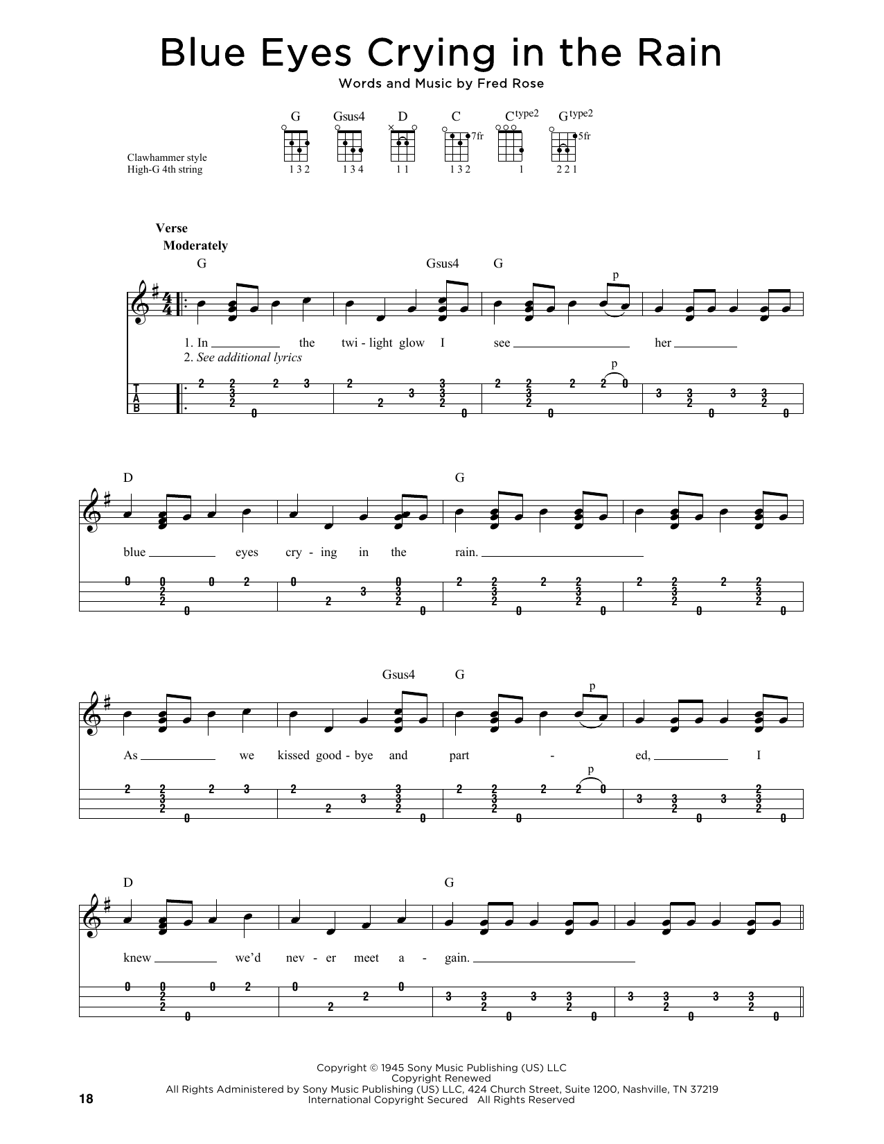Willie Nelson Blue Eyes Crying In The Rain (arr. Jim Schustedt) Sheet Music Notes & Chords for Ukulele - Download or Print PDF