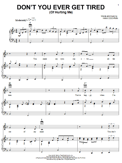 Willie Nelson Don't You Ever Get Tired (Of Hurting Me) Sheet Music Notes & Chords for Piano, Vocal & Guitar (Right-Hand Melody) - Download or Print PDF