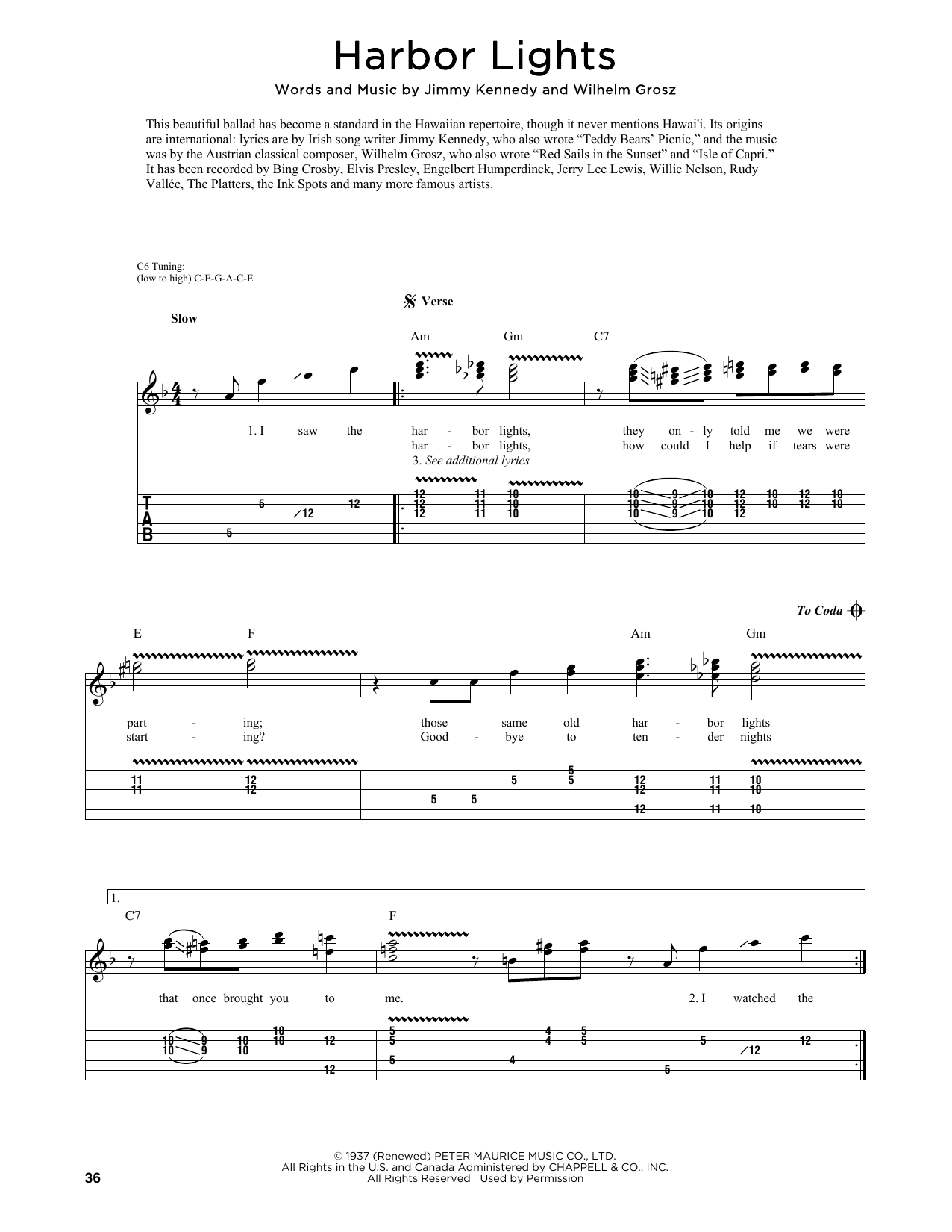 Willie Nelson Harbor Lights (arr. Fred Sokolow) Sheet Music Notes & Chords for Guitar Tab - Download or Print PDF