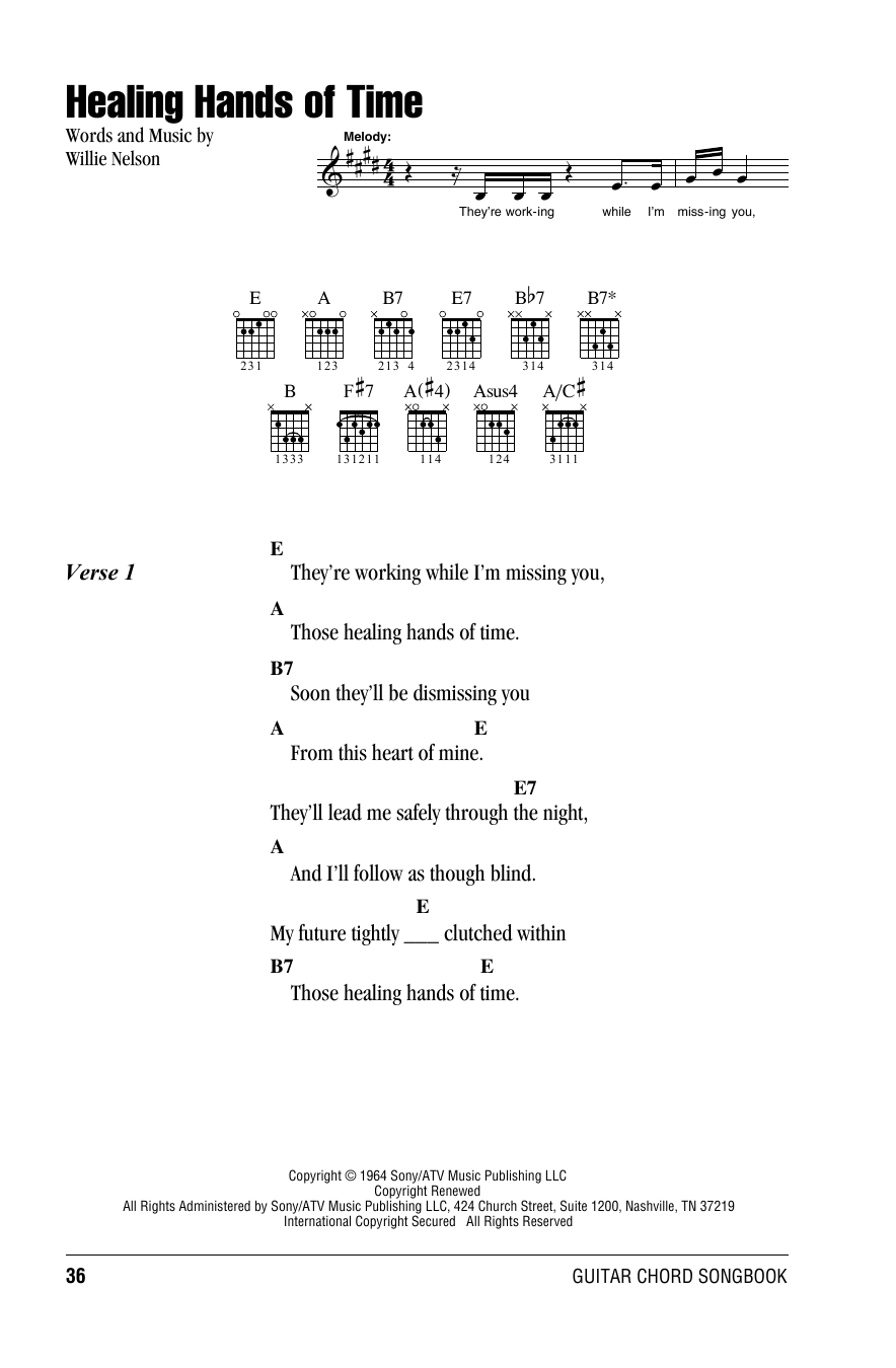 Willie Nelson Healing Hands Of Time Sheet Music Notes & Chords for Lyrics & Chords - Download or Print PDF