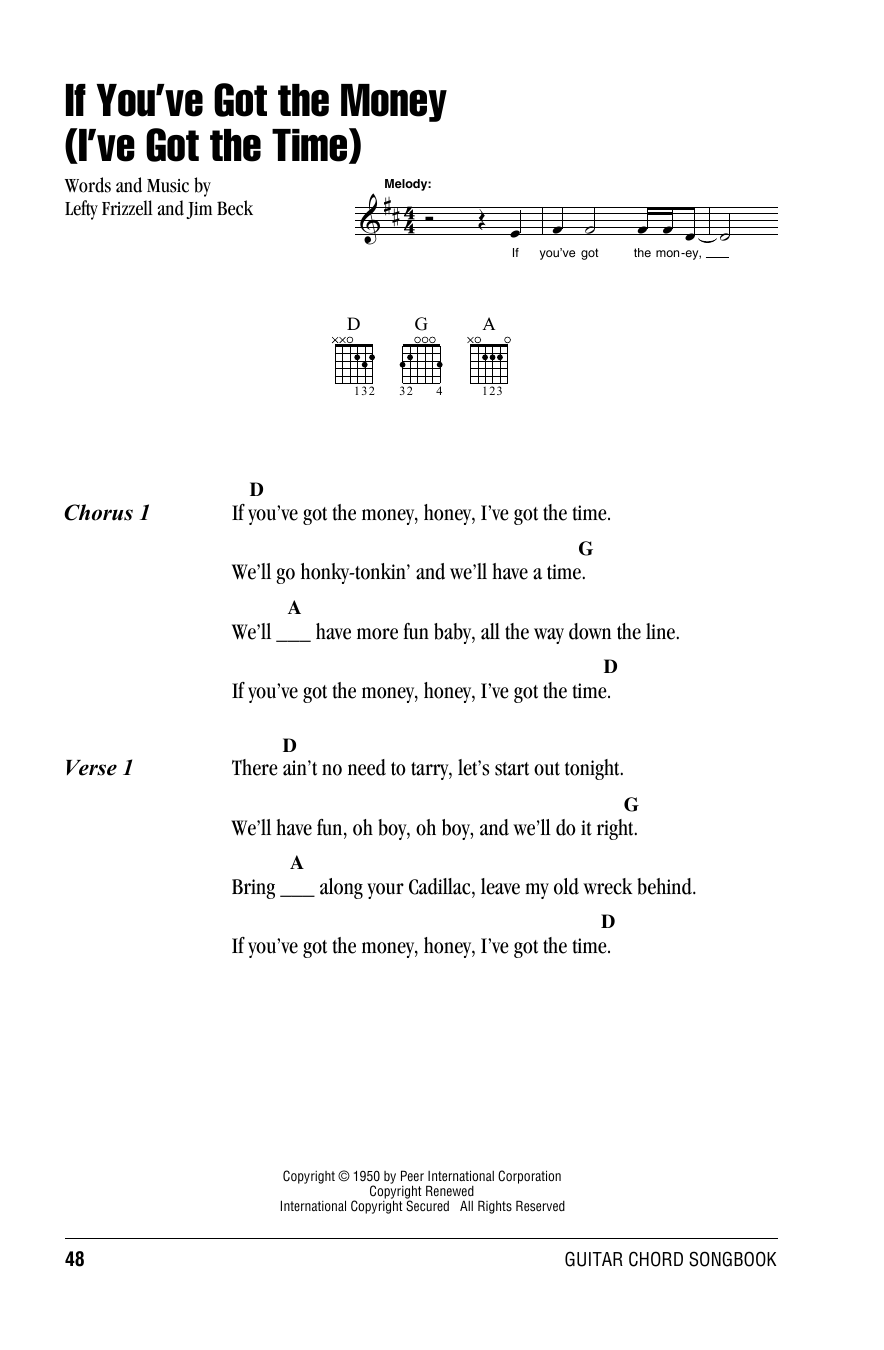 Willie Nelson If You've Got The Money (I've Got The Time) Sheet Music Notes & Chords for Real Book – Melody, Lyrics & Chords - Download or Print PDF