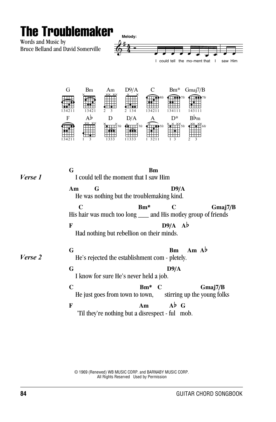 Willie Nelson The Troublemaker Sheet Music Notes & Chords for Lyrics & Chords - Download or Print PDF