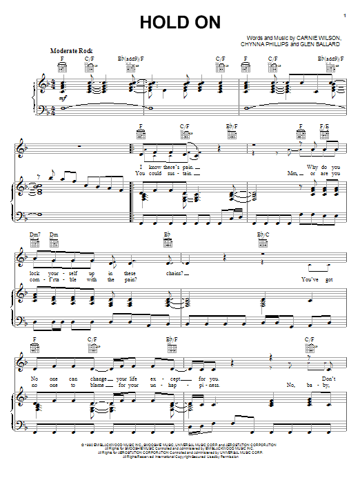 Wilson Phillips Hold On Sheet Music Notes & Chords for Lead Sheet / Fake Book - Download or Print PDF