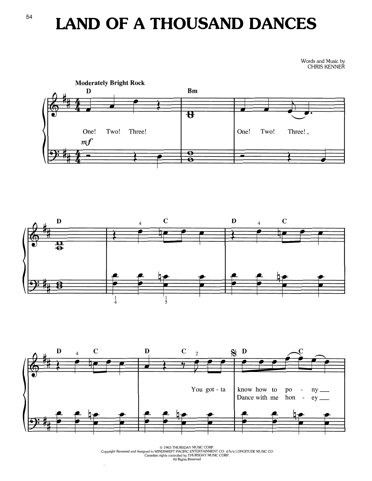 Wilson Pickett Land Of A Thousand Dances (from Forrest Gump) Sheet Music Notes & Chords for Easy Piano - Download or Print PDF Wilson Pickett Land Of A Thousand Dances (from Forrest Gump) Sheet Music Notes & Chords for Easy Piano - Download or Print PDF