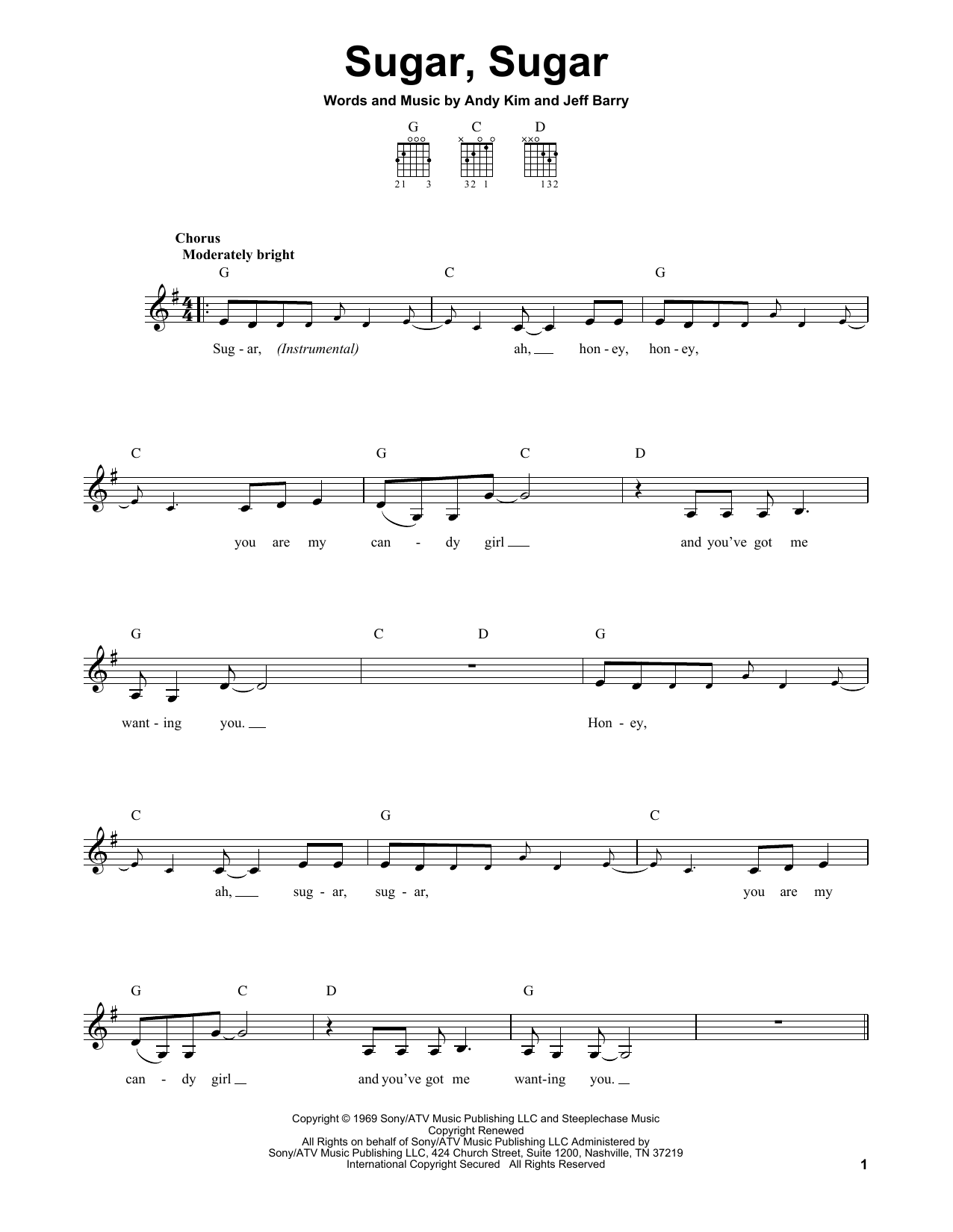 Wilson Pickett Sugar, Sugar Sheet Music Notes & Chords for Easy Guitar - Download or Print PDF