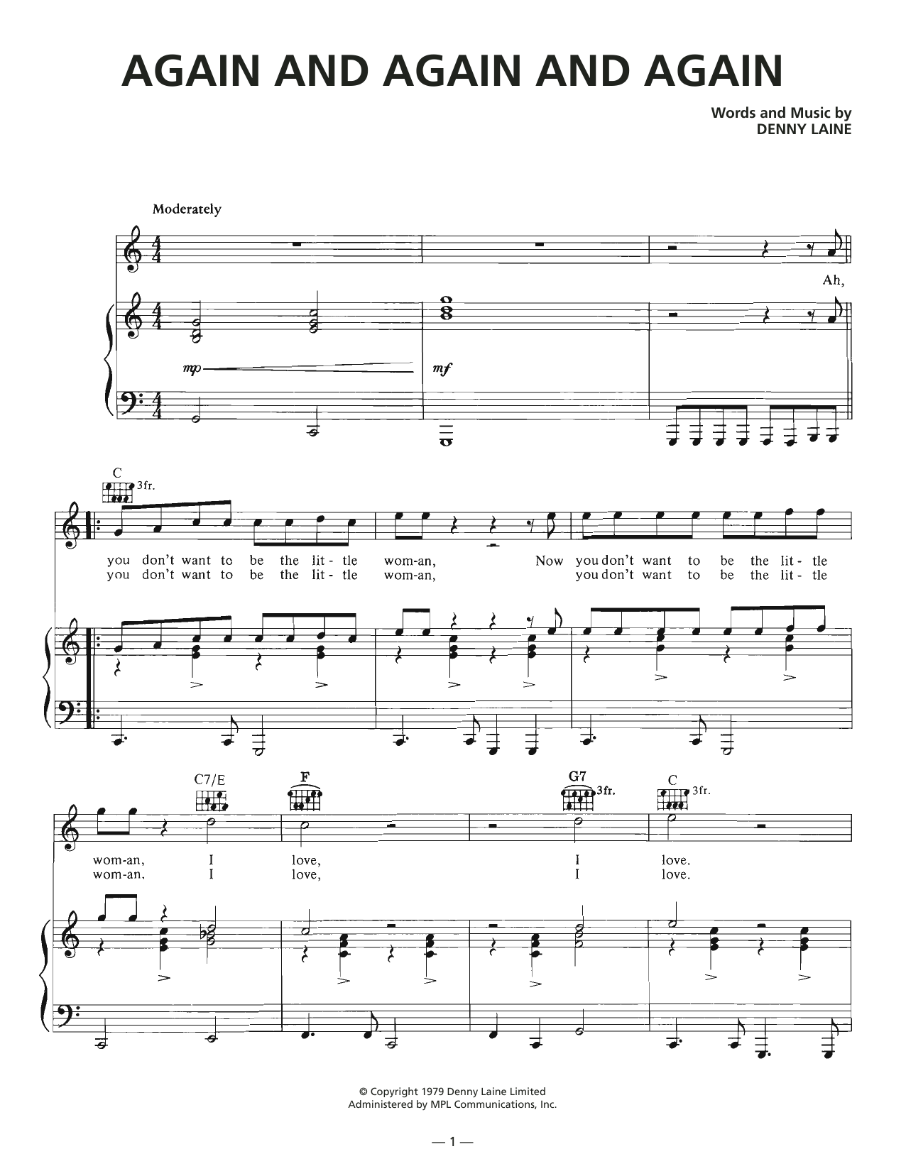 Wings Again And Again And Again Sheet Music Notes & Chords for Piano, Vocal & Guitar (Right-Hand Melody) - Download or Print PDF