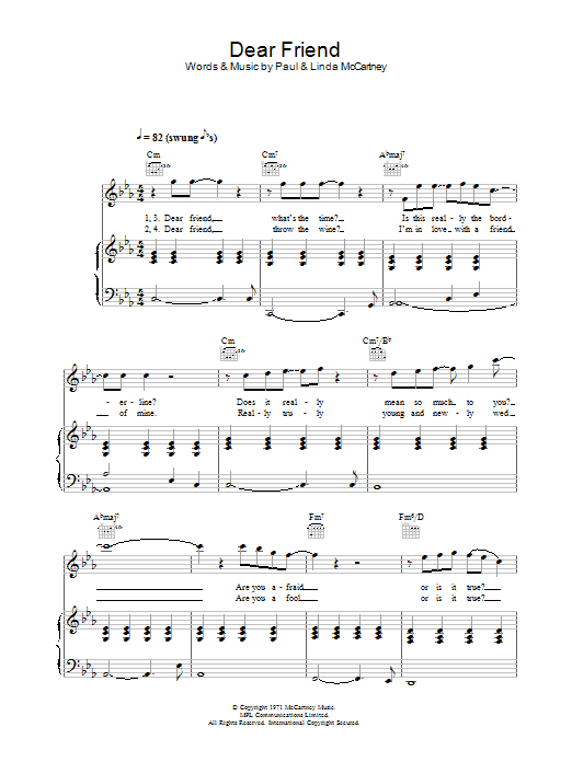 Wings Dear Friend Sheet Music Notes & Chords for Guitar Chords/Lyrics - Download or Print PDF