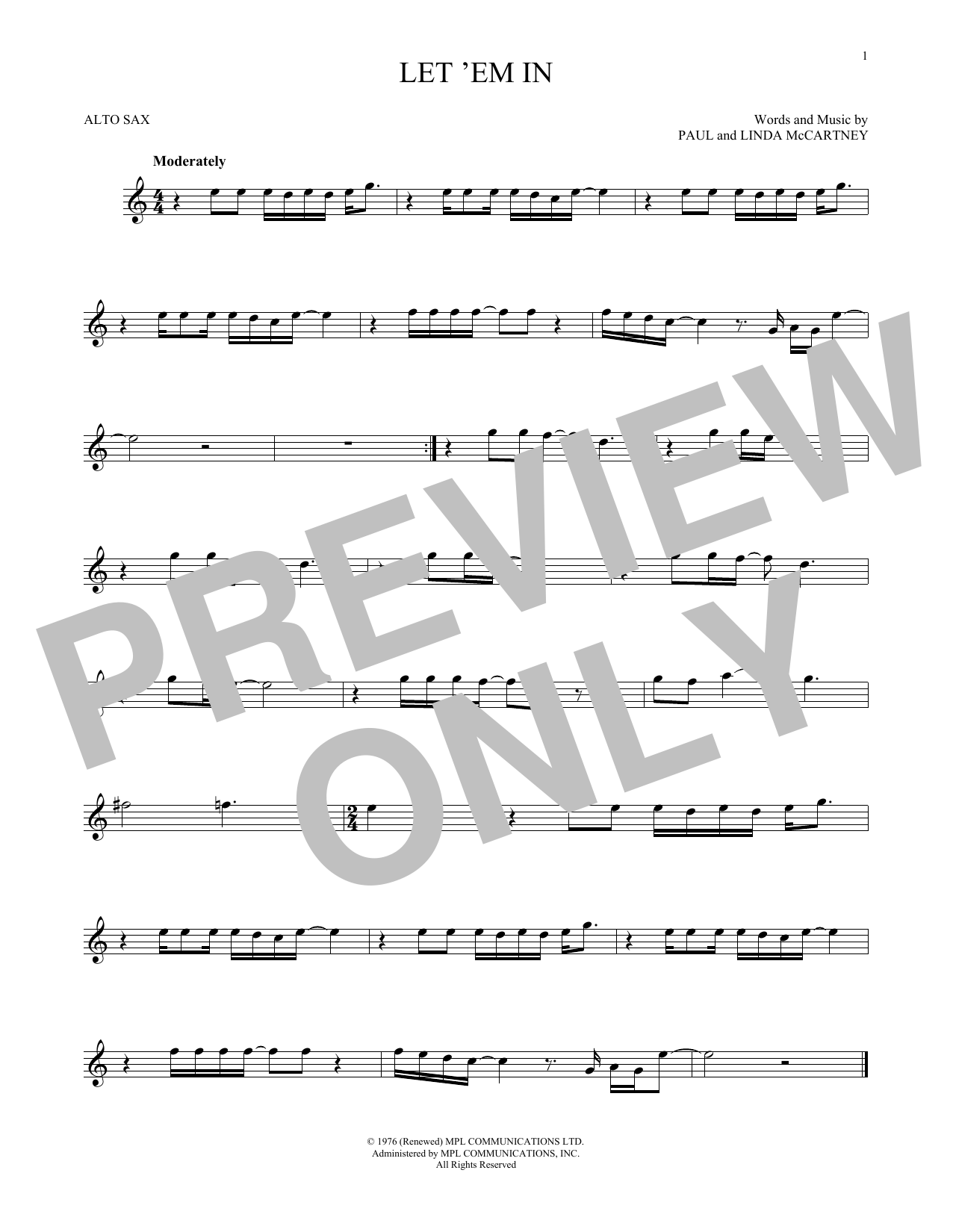 Wings Let 'Em In Sheet Music Notes & Chords for Violin - Download or Print PDF