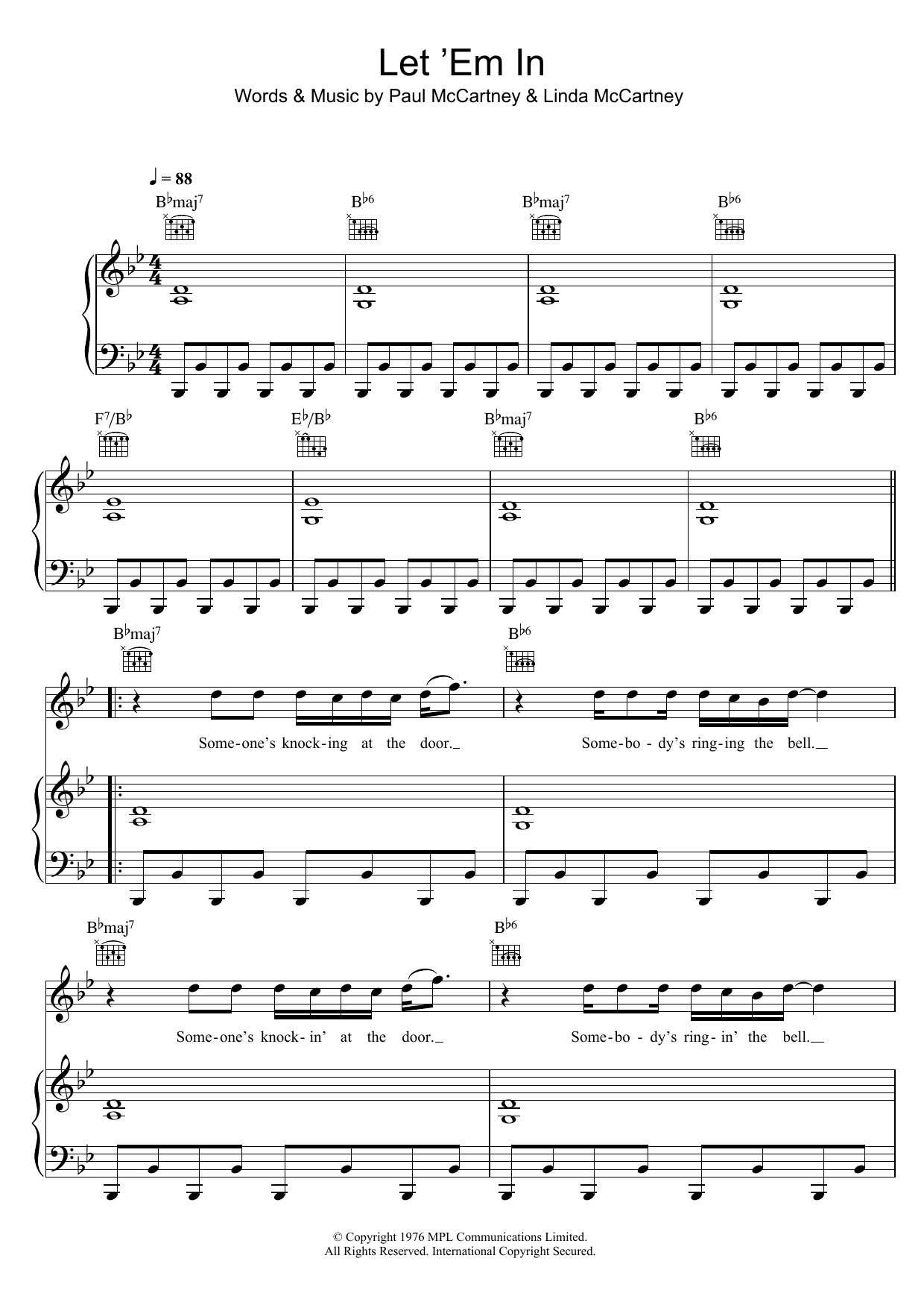 Wings Let 'Em In Sheet Music Notes & Chords for Piano, Vocal & Guitar - Download or Print PDF