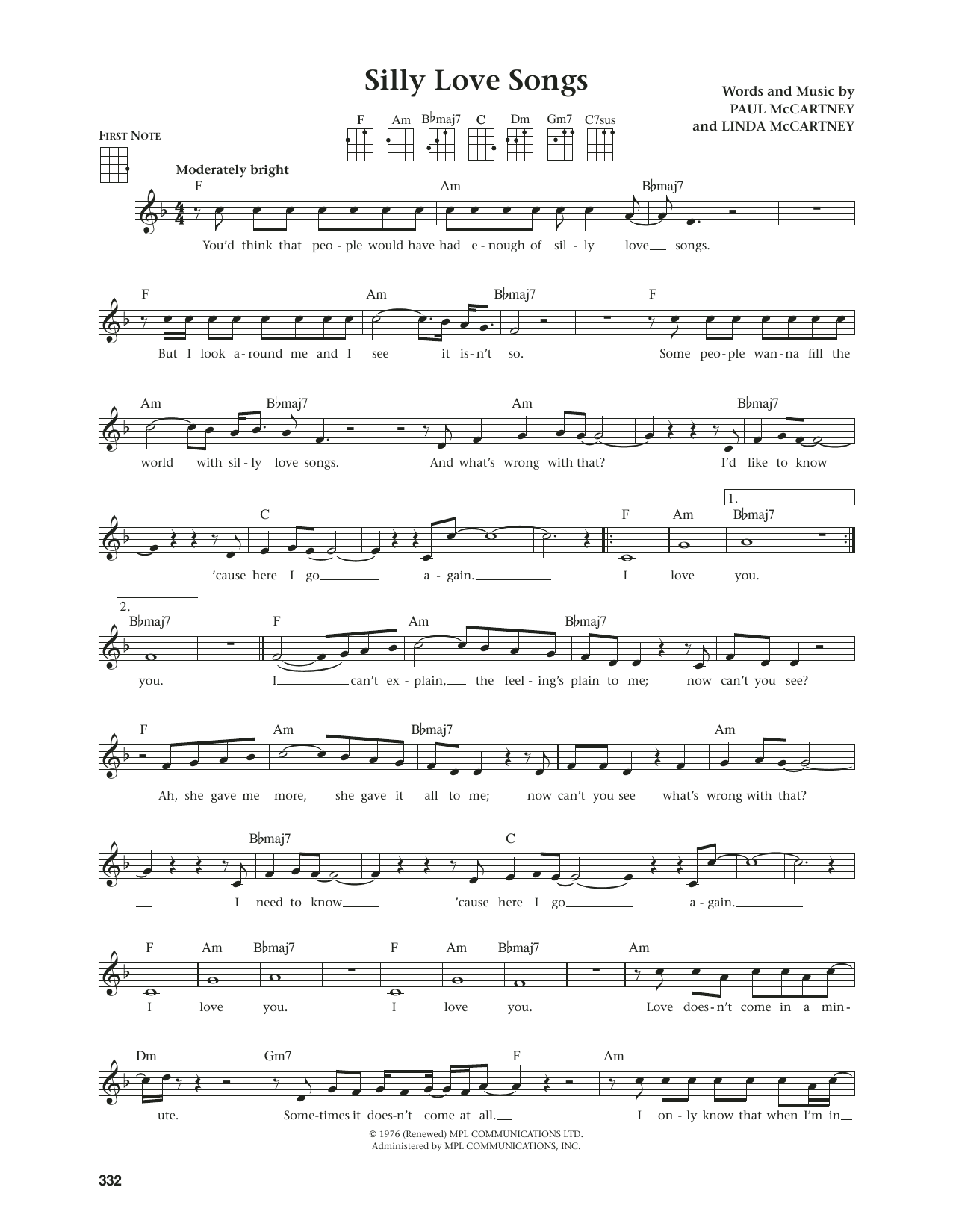 Wings Silly Love Songs (from The Daily Ukulele) (arr. Jim Beloff) Sheet Music Notes & Chords for Ukulele - Download or Print PDF