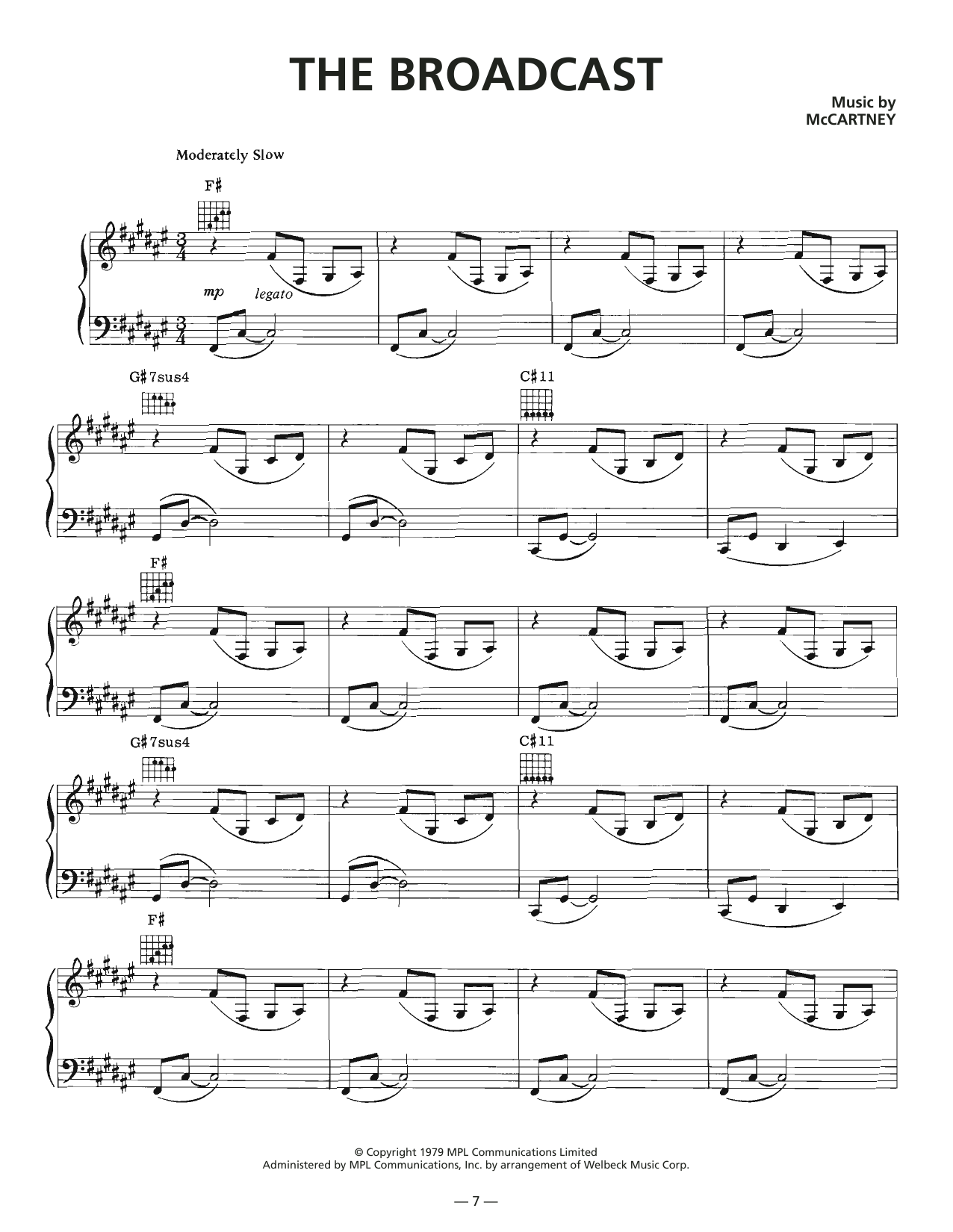 Wings The Broadcast Sheet Music Notes & Chords for Piano, Vocal & Guitar (Right-Hand Melody) - Download or Print PDF
