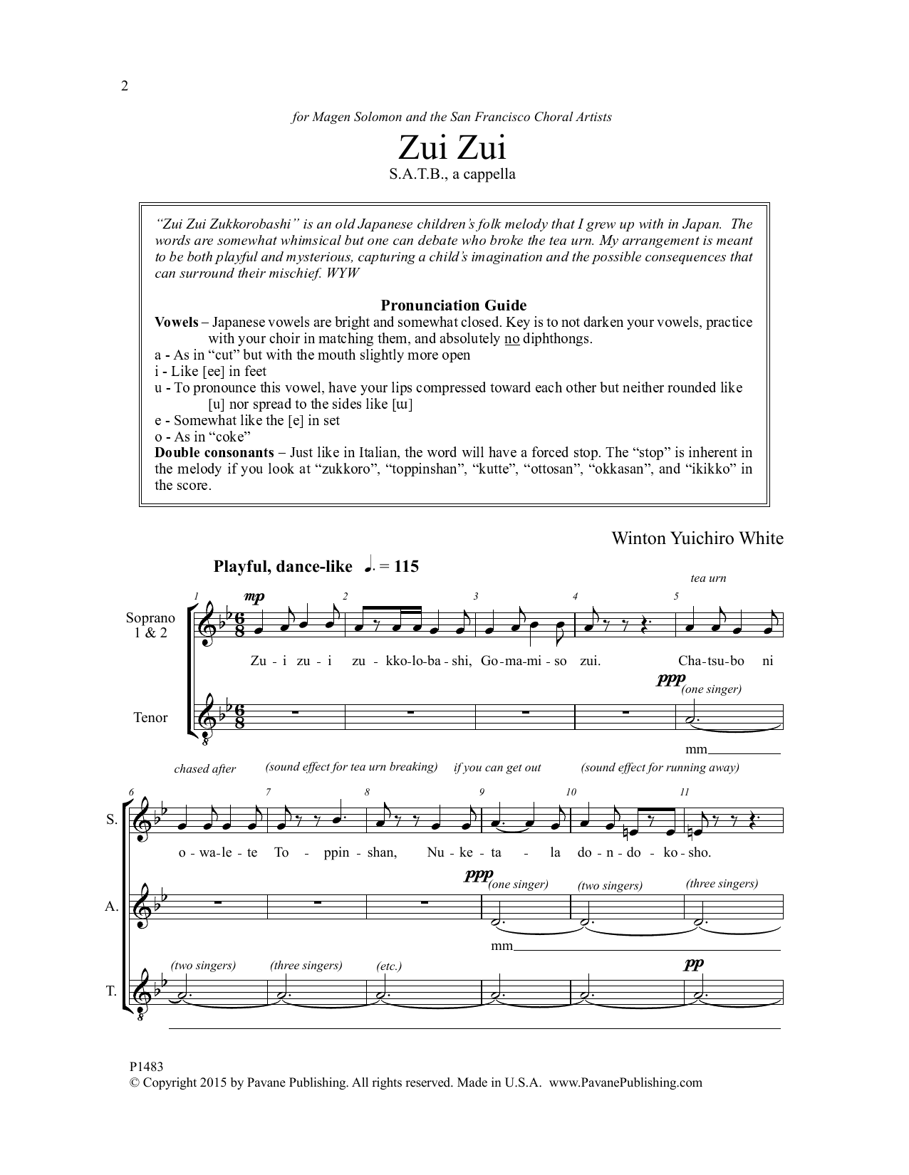 Winton Yuichiro White Zui Zui Sheet Music Notes & Chords for Choral - Download or Print PDF