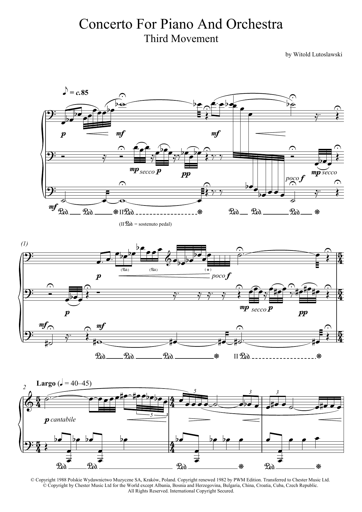 Witold Lutoslawski Concerto For Piano And Orchestra, 3rd Movement Sheet Music Notes & Chords for Piano - Download or Print PDF