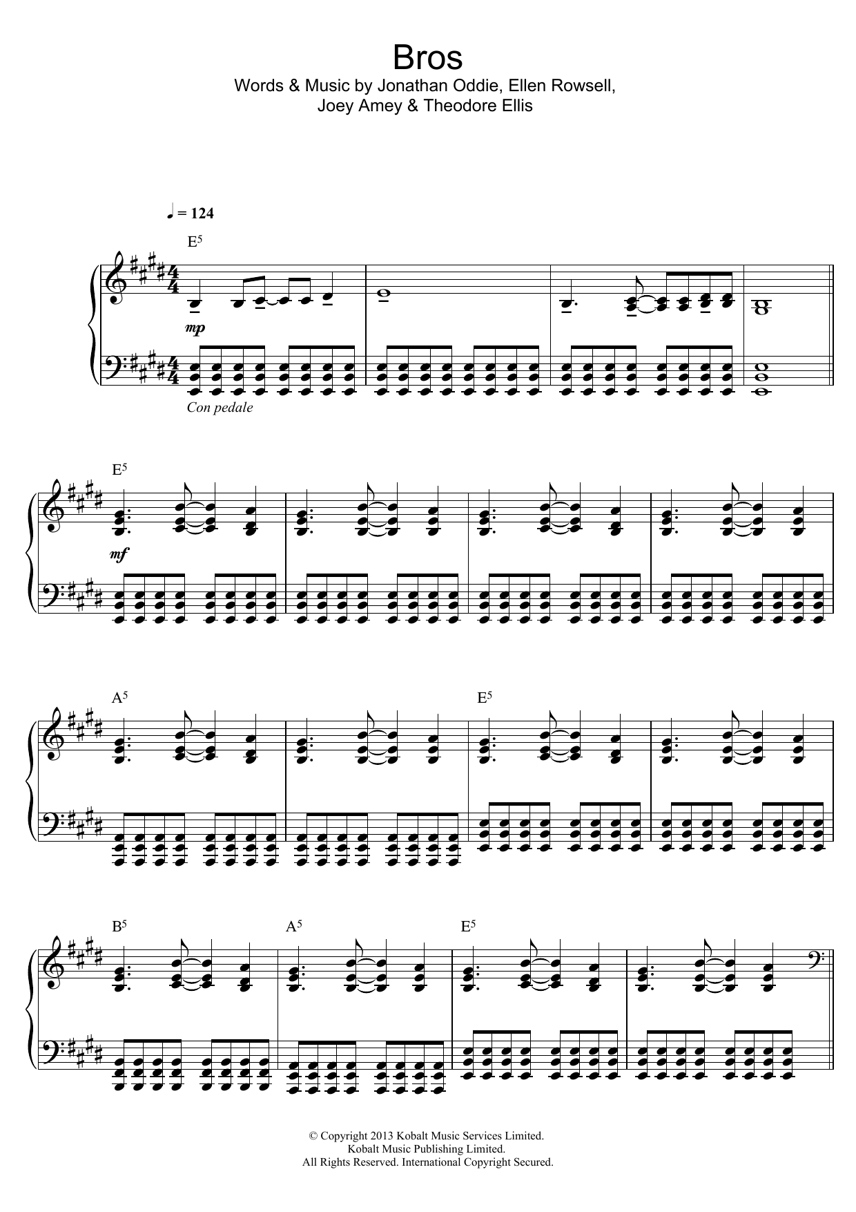 Wolf Alice Bros Sheet Music Notes & Chords for Piano & Vocal - Download or Print PDF
