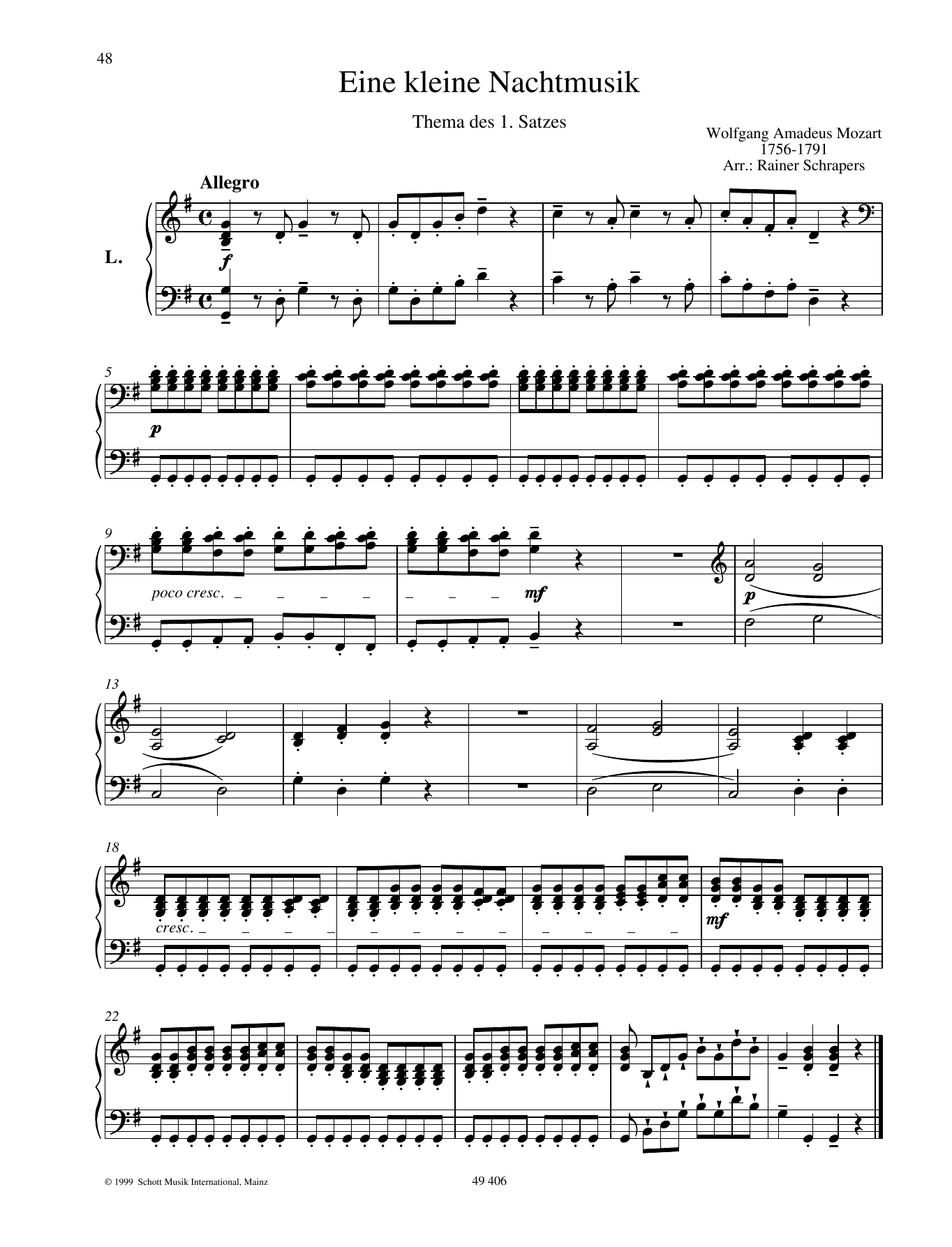 Wolfgang Amadeus Mozart A Little Night Music Sheet Music Notes & Chords for Piano Duet - Download or Print PDF