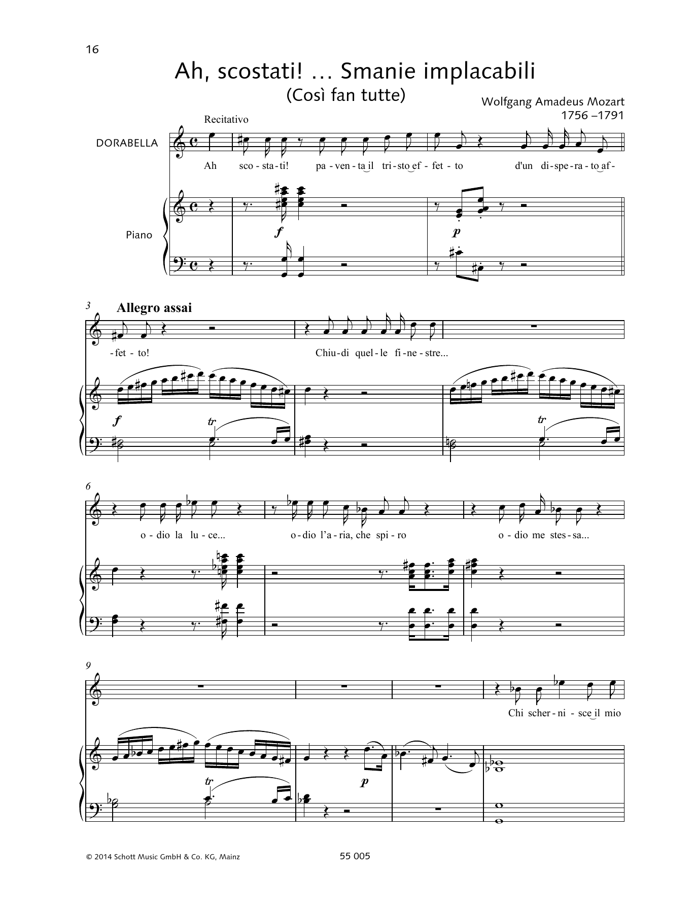 Wolfgang Amadeus Mozart Ah, scostati!... Smanie implacabili Sheet Music Notes & Chords for Piano & Vocal - Download or Print PDF