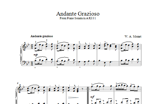 Wolfgang Amadeus Mozart Andante Grazioso Sheet Music Notes & Chords for Piano - Download or Print PDF