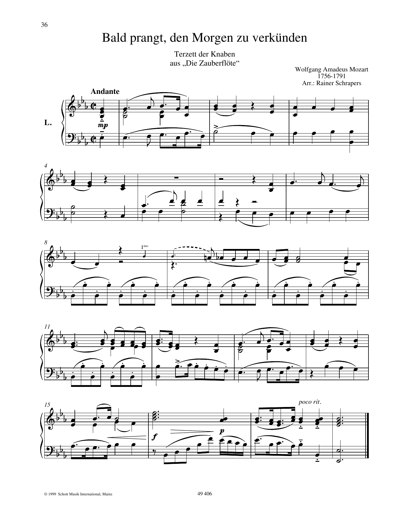 Wolfgang Amadeus Mozart Bald prangt, den Morgen zu verkünden Sheet Music Notes & Chords for Piano Duet - Download or Print PDF
