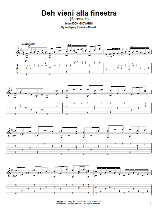 Wolfgang Amadeus Mozart Deh, Vieni Alla Finestra (Serenade) Sheet Music Notes & Chords for Piano & Vocal - Download or Print PDF