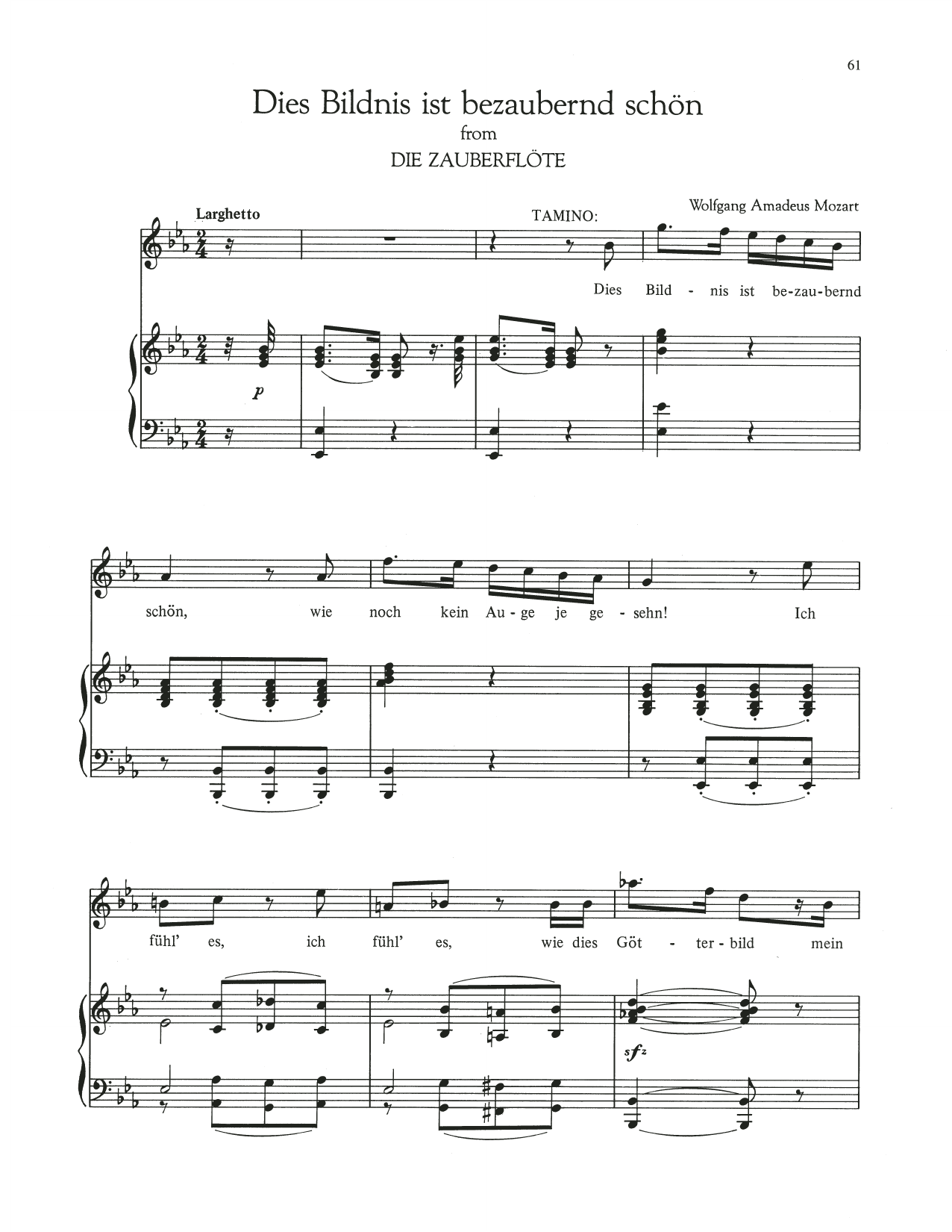 Wolfgang Amadeus Mozart Dies Bildnis Ist Bezaubernd Schon Sheet Music Notes & Chords for Piano & Vocal - Download or Print PDF