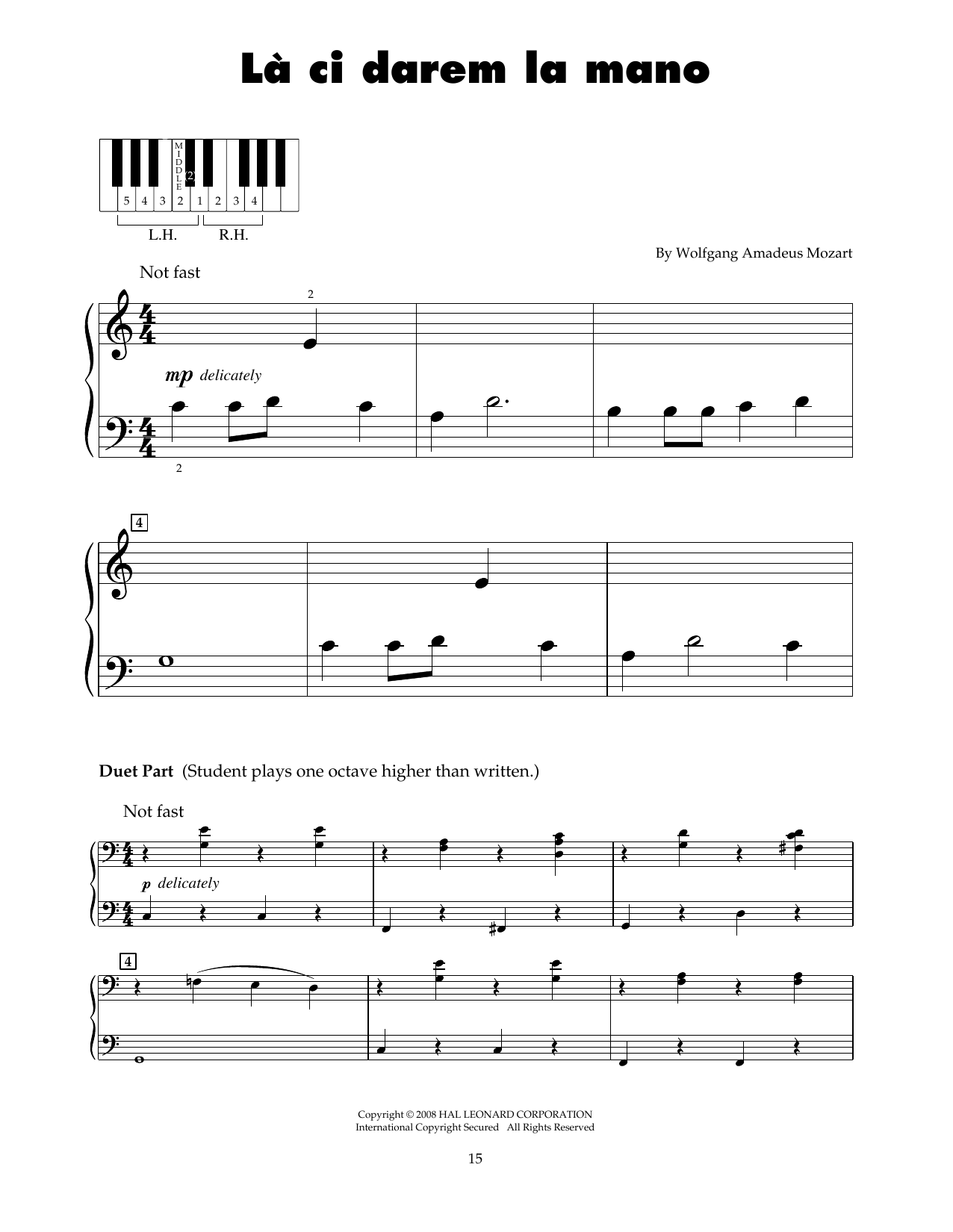 Wolfgang Amadeus Mozart La Ci Darem La Mano (arr. Carol Klose) Sheet Music Notes & Chords for 5-Finger Piano - Download or Print PDF