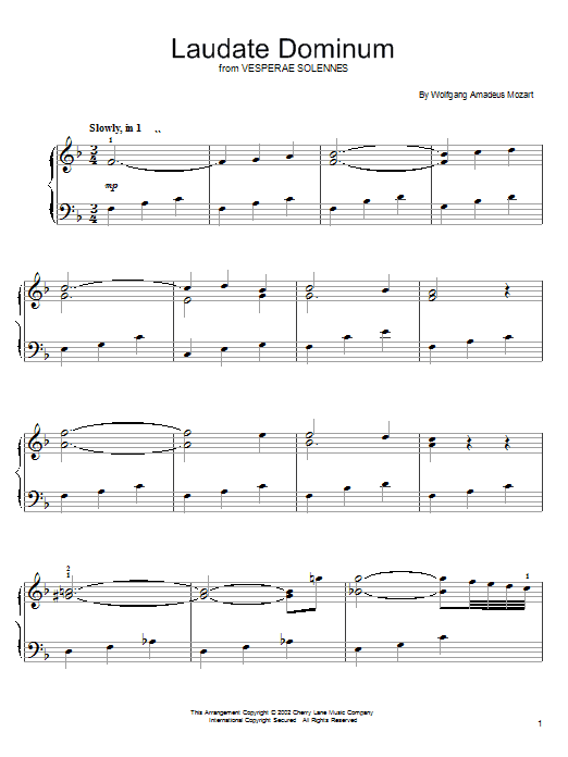 Wolfgang Amadeus Mozart Laudate Dominum Sheet Music Notes & Chords for French Horn - Download or Print PDF