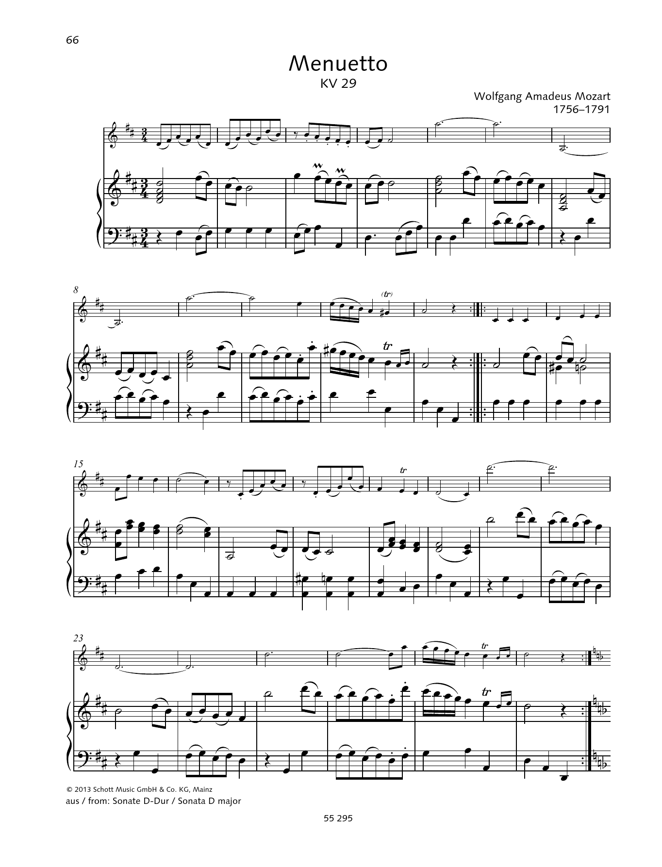 Wolfgang Amadeus Mozart Menuetto Sheet Music Notes & Chords for String Solo - Download or Print PDF