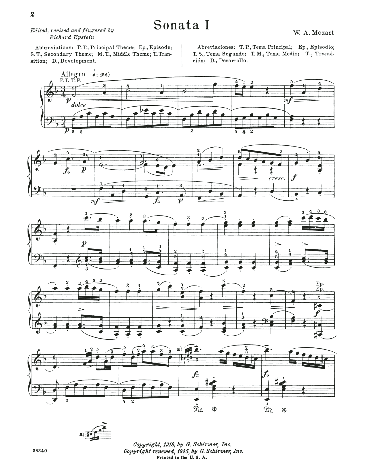 Wolfgang Amadeus Mozart Sonata In F Major, K. 332 Sheet Music Notes & Chords for Piano Solo - Download or Print PDF