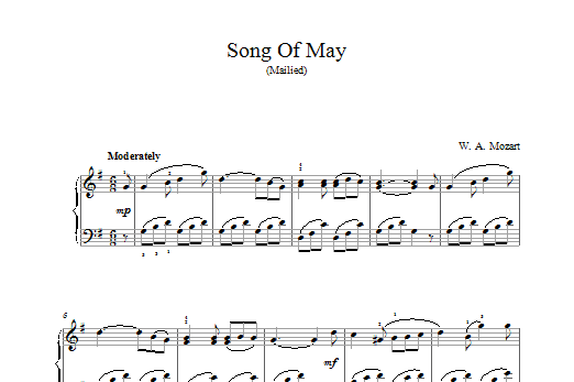 Wolfgang Amadeus Mozart Song Of May Sheet Music Notes & Chords for Piano - Download or Print PDF