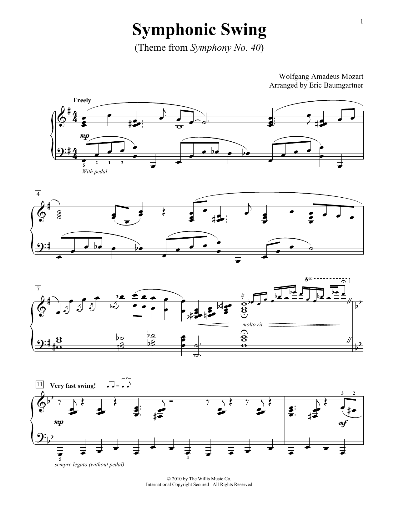 Wolfgang Amadeus Mozart Symphonic Swing (Theme From Symphony No. 40) Sheet Music Notes & Chords for Educational Piano - Download or Print PDF